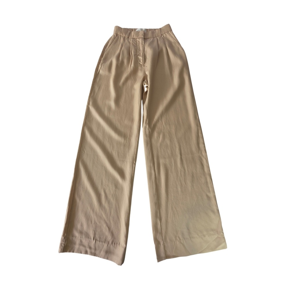 Abercrombie &‎ Fitch Tailored Wide Leg Pleated Trousers High Rise Small Beige